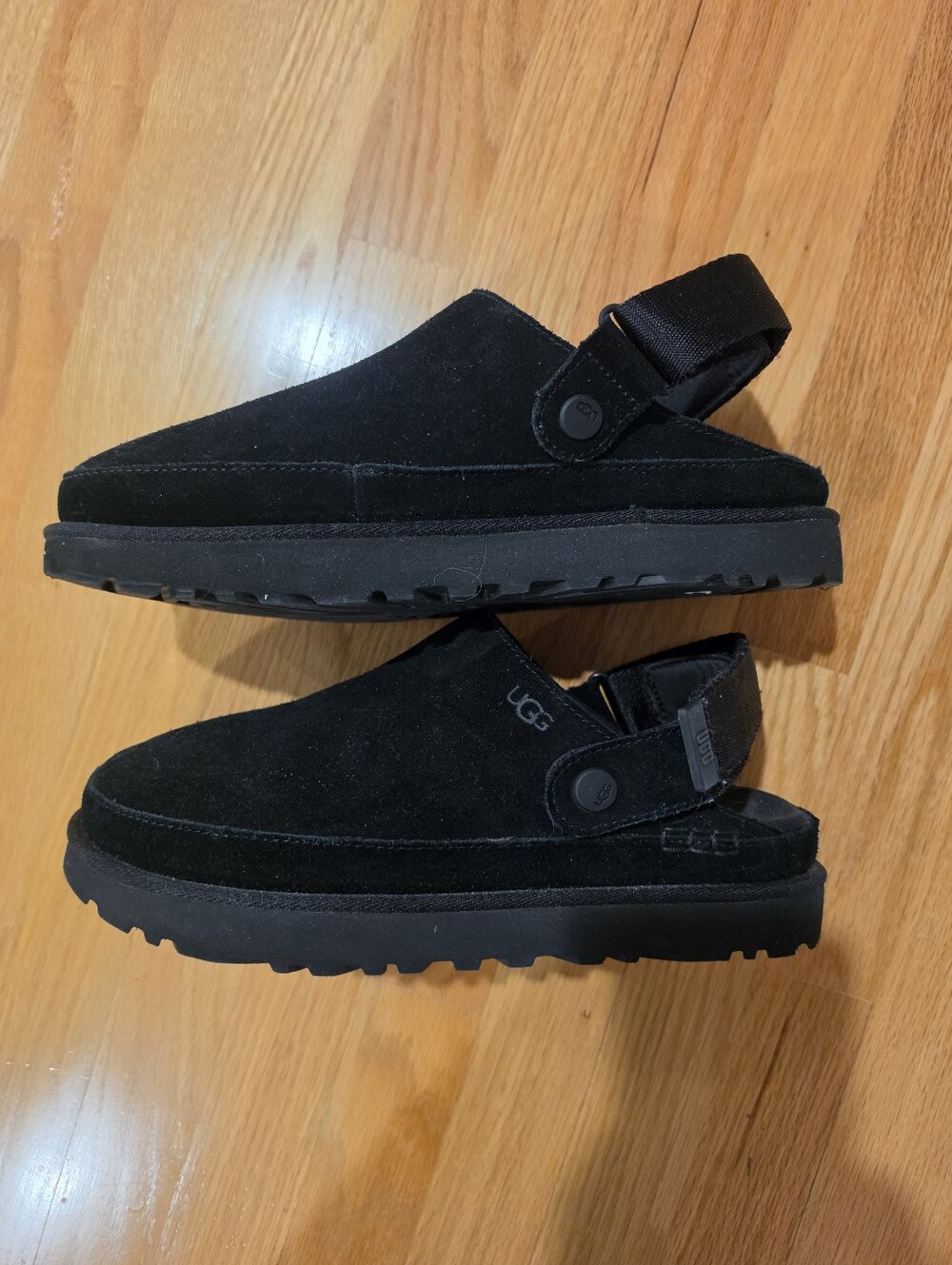 UGG Goldenstar Clog Women's Black Suede Adjustible Backstrap